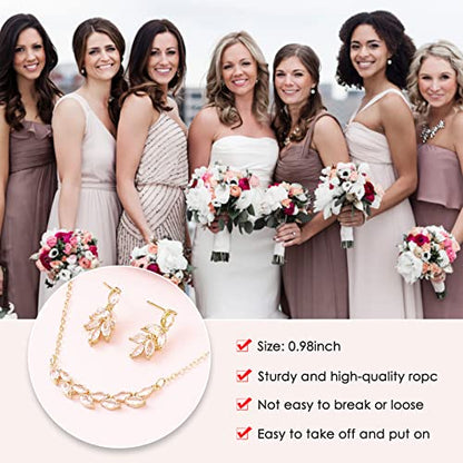 DHQH Bridesmaid Earrings Necklace Set Proposal Gifts Set for Women Leaf Pendant Necklace set of 4/6 Wedding Jewelry - color: new gold-6