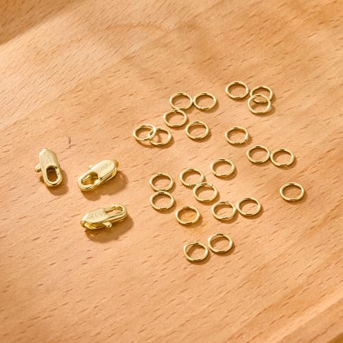 23PCS Gold Jewelry Making Supplies Italian Clasps with Open Jump Rings Set | Small Spring Italian Clasps Lobster Claw Jump Rings Necklace Chains Connect Link Repair kit Supplies 925 Jewelry Findings - color: 23PcsB_Gold