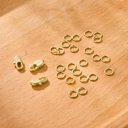 23PCS Gold Jewelry Making Supplies Italian Clasps with Open Jump Rings Set | Small Spring Italian Clasps Lobster Claw Jump Rings Necklace Chains Connect Link Repair kit Supplies 925 Jewelry Findings - color: 23PcsB_Gold
