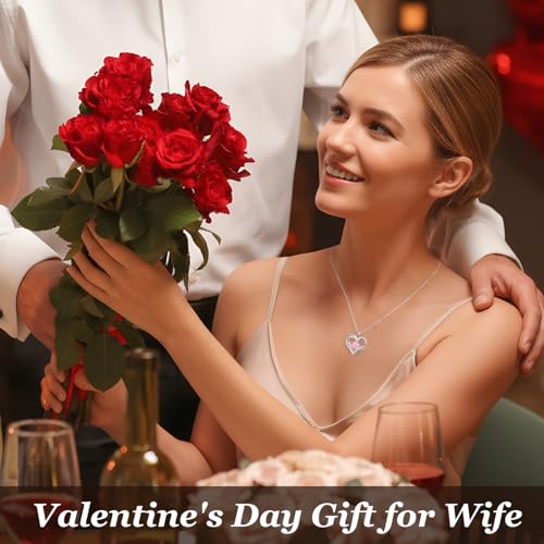 CDE Engraved Forever Love Heart Birthstone Necklace Jewelry Gifts for Women | Hypoallergenic,Nickel-Free & Lead-Free,3 x 3 mm 5A CZ Heart Pendant,Anniversary Christmas Birthday Gift for Girlfriend Wife - color: 10-Oct-WG, style: White Gold Plated
