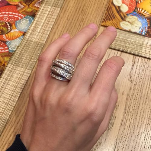 PAVOOI 14K Gold Plated X Ring Simulated Diamond CZ Criss Cross Ring for Women Juude Jewelers Silver Rose Gold Braided Wrap Knot Style Promise Statement Cocktail Party Ring(Silver.J-US Code-6) - color: SILVER.J, size: (US Code-6)
