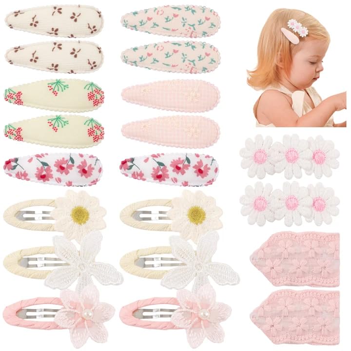 YHXX YLEN 20PCS Toddler Hair Clips Floral Flower Baby Girl Hair Clips, Non Slip Snap Hair Clips Barrettes, Cute Spring Summer Hair Accessories for Baby Girls Kids - color: 20pcs-Pink daisy