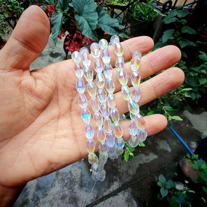 8x12mm Teardrop Glass Beads for Jewelry Making, Vertical Hole Faceted Crystal Prism Beads for Pendants Bracelet Necklace Earring, Crystal Blue 100pcs - color: Crystal Blue