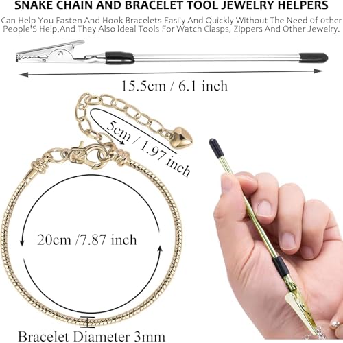10 Pcs 7.87 Inch Snake Chain Charm Bracelet Chains with Bracelet Helper Adjustable Snake Charm Bracelet with Heart Lobster Clasp Extender Chain DIY Bracelet Chains for Women Jewelry Making Supplies - color: 10PCS 7.87 Inch Snake Bracelet with Bracelet Hel