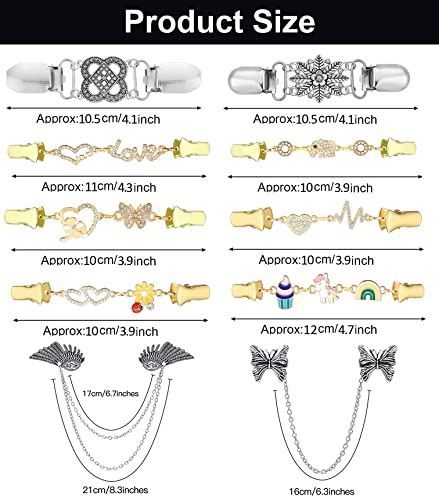 Vintage Sweater Clips Shawl Dresses Shirt Clips Retro Cardigan Collar Chain Clips Brooch Pins for Women - style: Style 4