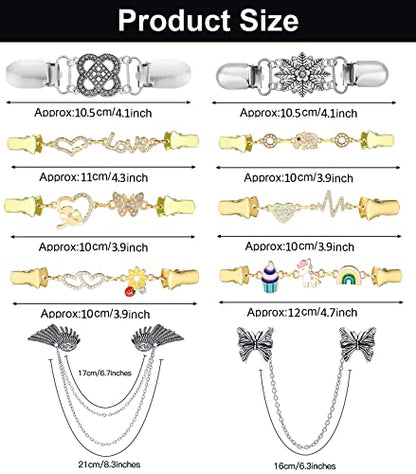 Vintage Sweater Clips Shawl Dresses Shirt Clips Retro Cardigan Collar Chain Clips Brooch Pins for Women - style: Style 4