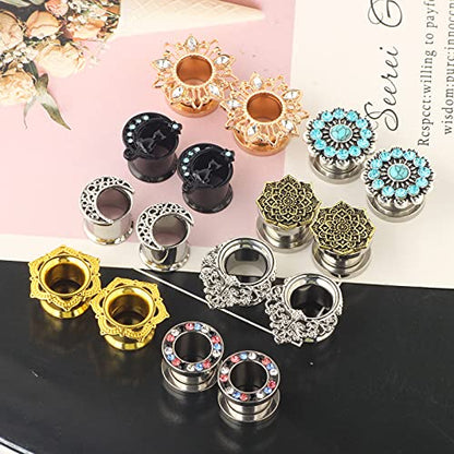 TIANCI FBYJS 8 Pairs Stainless Steel Ear Tunnles Earrings Gauges For Women Cat Body Piercing Plugs Stretcher - style: New 8mm=0g