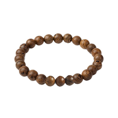 COLORFUL BLING Handmade Wooden Prayer Beaded Bracelet for Men Women Tibetan Buddhist Meditation Mala Beaded Stretch Bracelet Bangle Wood Jewelry - color: wenge
