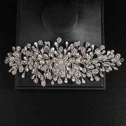 JWICOS Bride Wedding Hair Comb Silver Crystal Headpieces Bridal Hair Clip Side Comb Wedding Hair Accessories for Women and Girls (Silver) - color: Silver