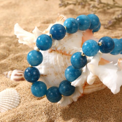 Colorful Beaded Necklace for Women Boho Statement Chunky Necklace Natural Stone Beads Gemstone Choker Necklaces Handmade Summer Beach Jewelry - color: Dark Blue