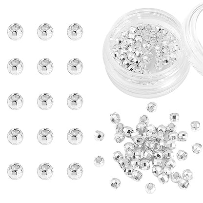 Silver Plated Laser Round Spacer Beads 3x3mm 50pcs for Jewelry Making Findings Non Tarnish - color: Silver, size: 3mm Laser