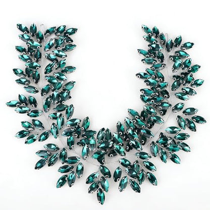 Missgrace Women Silver Green Black Red Blue Handmade Full Crystal Rhinestone Large Headband Hair Vine Shinny Headpiece Bridal Wedding Hair Accessories for Women (Silver Peacock green) - color: Silver Peacock green