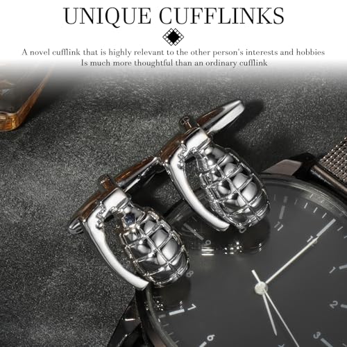 HAWSON Various Unique Cuff Links Mens, Animal/Tactical/Music/Holiday/Cufflinks, Themed Wedding Dinner Party Gift Suit Accessories - style: Grenade