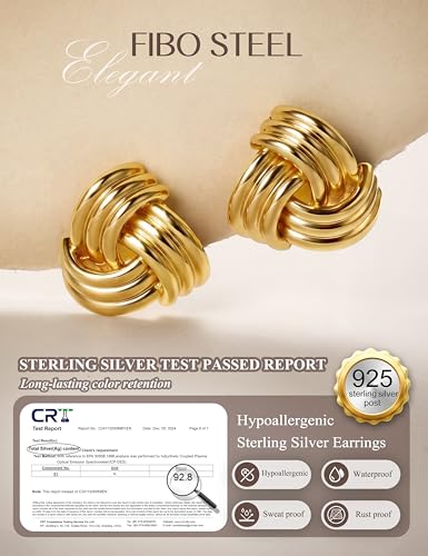 Chunky Gold Stud Earrings for Women Sterling Silver Earring Hypoallergenic | Non Tarnish 14K Gold Plated 925 Silver Posts for Sensitive Ears,Knot Statement Dangle Earrings Gold Jewelry Gifts Lightweight - color: gold plated-kont