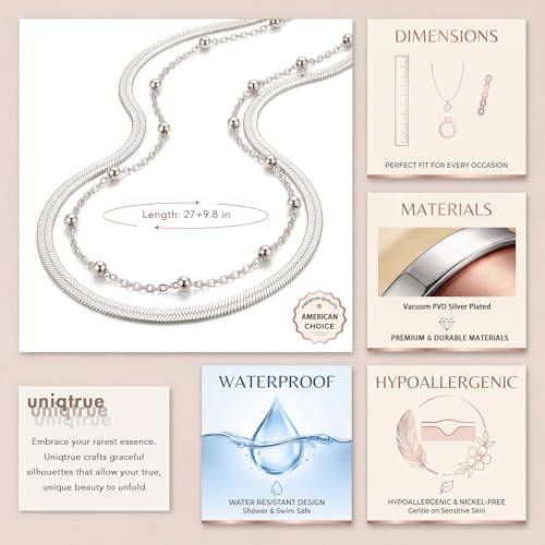 Layered Waist Chain for Women Waterproof, 14K Gold/Silver Plated Belly Chain Belt Waist Beads Chain Herringbone Snake Satellite Body Chain Beach Summer Fashion Jewelry Gift - style: Style 1-Silver
