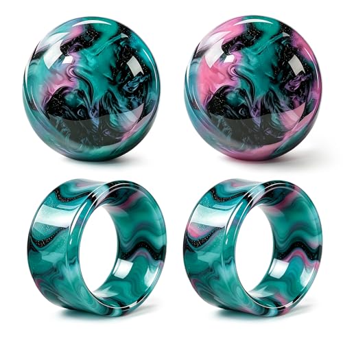 WYR Acrylic Ear Gauge 4pc Set (2 Hollow & 2 Solid): Lightweight Hypoallergenic Ear Plugs for Daily Wear & Piercing Expansion - color: Green, size: 0g(8mm)
