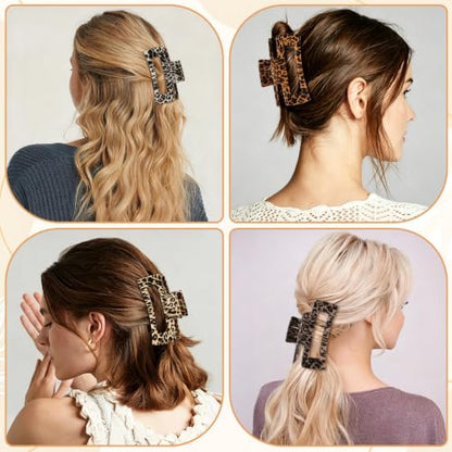 laxizar 4 Pcs Hair Clips 4.1 Inch Claw Clips Leopard Hair Accessories - color: leopard print 2