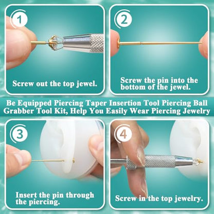 4 Pairs 16G 18G Flat Back Stud Earrings, Hypoallergenic Surgical Steel Set | CZ 2-5mm, internal thread design for nose and tragus piercings use, includes ball grabber tool for easy jewelry changes - color: 16G CZ 2/2/2.5/3mm Gold