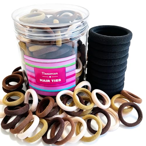 130 Pcs Baby Hair Ties Set, 120 Pcs Small Hair Ties and 10 Pcs Large Hair Ties, Seamless Hair Bands for Girls Elastic Ponytail Holders (Brown) - color: Brown