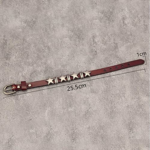 GelConnie Punk Leather Cuff Bracelet Adjustable Straps Wrap Bracelets Arm Armor Cuff Gothic Leather Wristbands for Men, Women - color: MLPB049