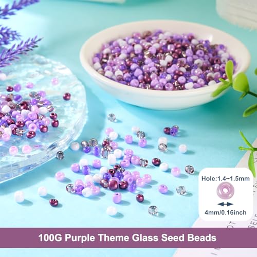 0.22lb 4mm Random Glass Seed Pony Beads 6/0 Mix Rondelle Crystal Seed Bead Kit for Crafts DIY Friendship Bracelets Embroidery Jewelry Making Supplies Bulk Purple - color: Random Purple