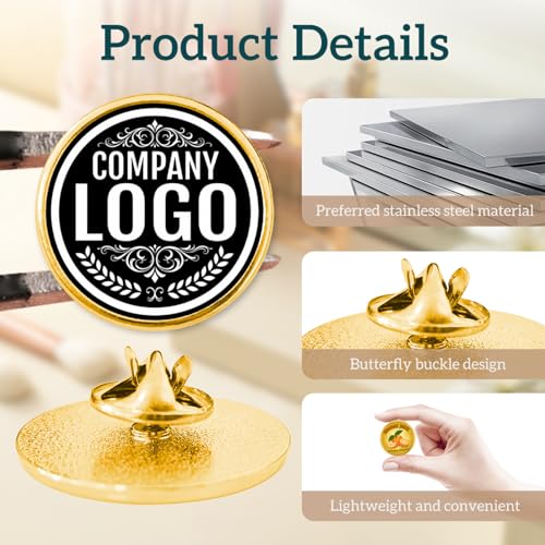 Custom Lapel Pins With Logo - Custom Pins Customized Buttons for men Customized Pin Bulk - color: Round-Gold
