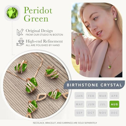Gifts for Women, Wish Stone Stud Earrings with Birthstone Crystals, 18K Rose Gold Plated or Silver-tone - color: 108-August Birthstone-Peridot Green-Rose Gold Plated