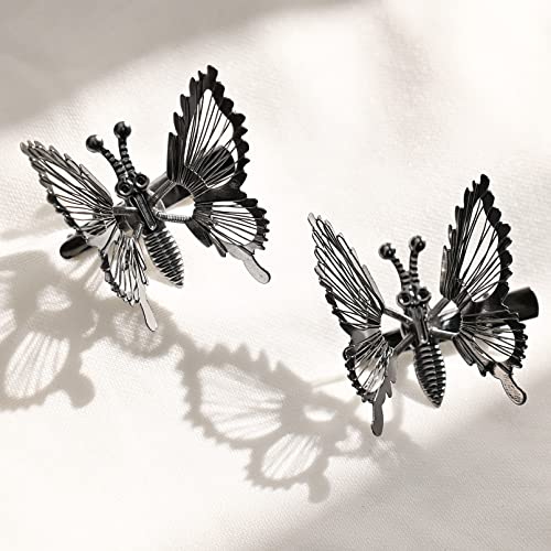 DEEKA 12 PCS Moving Butterfly Clips 3D Metal Gold Silver Black Moving Wings Butterfly Hair Accessories 90s Hair Clips Barrette for Women and Girls -4 Color - color: Gold/Silver/RoseGold/Black