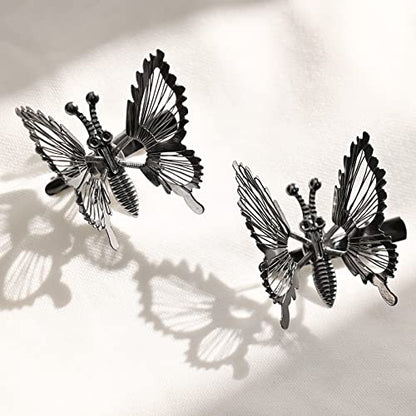 DEEKA 12 PCS Moving Butterfly Clips 3D Metal Gold Silver Black Moving Wings Butterfly Hair Accessories 90s Hair Clips Barrette for Women and Girls -4 Color - color: Gold/Silver/RoseGold/Black