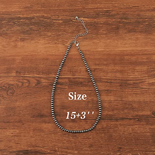 Navajo Pearl Necklace Western Jewelry for Women Cowgirl | Layered Western Necklaces Country Concert Choker Jewelry Gift - color: turquoise 4mm