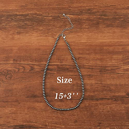 Navajo Pearl Necklace Western Jewelry for Women Cowgirl | Layered Western Necklaces Country Concert Choker Jewelry Gift - color: turquoise 4mm
