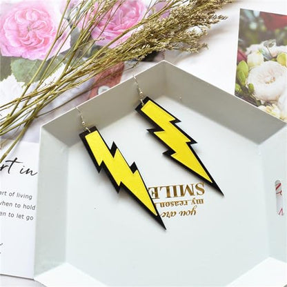 ONLYJUMP Acrylic Exaggerated Lightning Earrings Statement Punk Retro Geometric Delicate Neon Personalized Earrings Accessory Jewelry for Women - color: Glitter Yellow