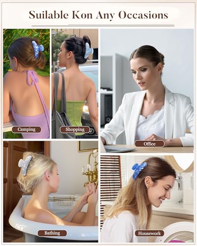 Molans 3PCS Hair Claw Clips Acrylic Clamps for women - Non-slip Strong Hold Barrettes for Thin Thick Hair, Medium hair clips Accessories - color: Group: Blue