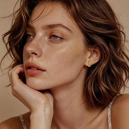 CZ Suspender Cuff Stud Earrings Wrap Earlobe Silver Post Cubic Zirconia Minimalist Jewelry for Women - color: Gold Smooth Polished