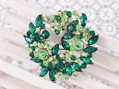 Alilang Violet Lavender Purple Crystal Rhinestone Floral Wreath Brooch Pin - color: green