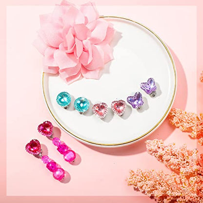 Hicarer 9 Pairs Clip On Earrings for Girls Pretend Princess Play Earrings Jewelry Set