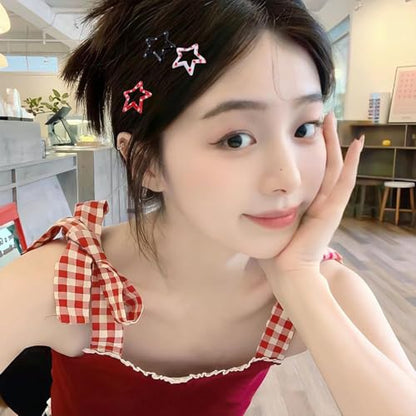 Star Hair Clips Snap Hair Barrettes Non Slip Star Hair Accessories Black Red White Metal Hair Clips for Girls Women -15 PCS 1.18" - color: 15 P -1.18"-Black,Red,White