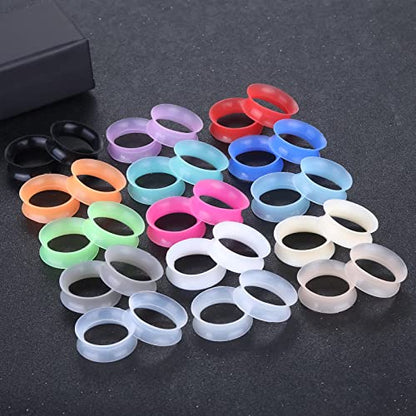 Xpircn 30Pcs Silicone Ear Gauges Flexible Ear Tunnels Plugs Stretchers Expander Double Flared Flesh Ear Piercing Jewelry for Women Men - style: Gauge:7/8"(22mm)