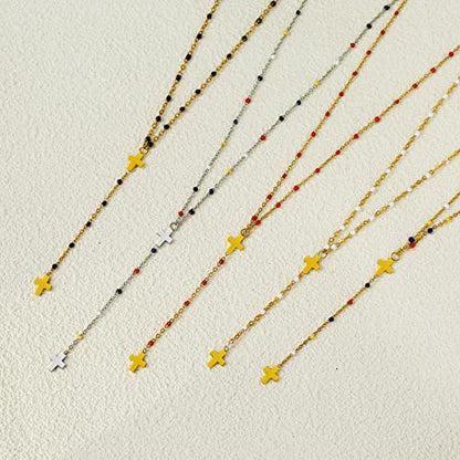 18K Gold Plated Minimalist Drop Y-Shaped Necklace for Women | Simple Lariat Necklace, Minimalist Everyday Jewelry,Y-Shaped Necklace - style: White Beads-Gold