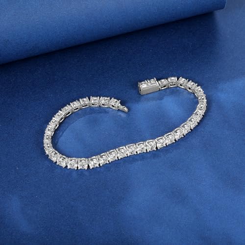 3/4/5mm Tennis Bracelet, 18k White Gold Plated 3MM/4MM/5MM Iced Out Round Cubic Zirconia Tennis Bracelet for Women Men 6.5/7/7.5 Inches - color: 5MM White Gold, size: 6.5 inch