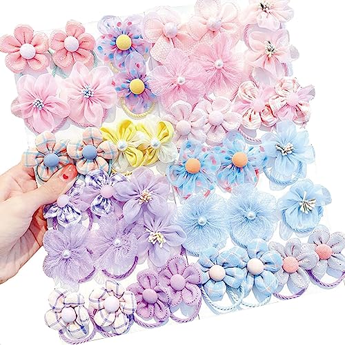 Baby Hair Accessories Set - 40 Pcs Cute Flower Elastic Rubber Bands, Hair Ties and Ponytail Holders for Girls and Toddlers (Random 4 Sets) - color: random 4 sets