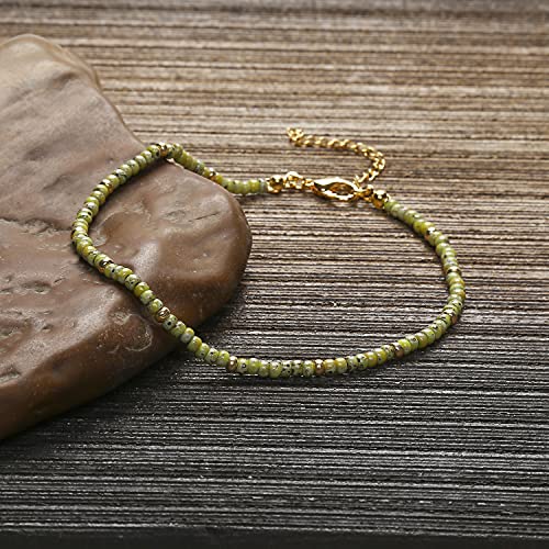Starain Small Bead Anklets for Women Beach Foot Ankle Bracelet Cute Colorful Boho Beaded Anklets 8 inches - color: Green