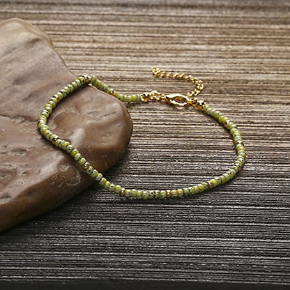 Starain Small Bead Anklets for Women Beach Foot Ankle Bracelet Cute Colorful Boho Beaded Anklets 8 inches - color: Green