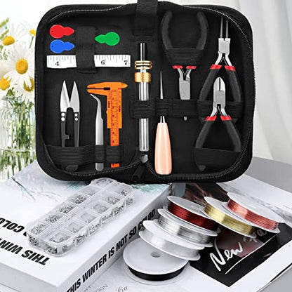 Thrilez Wire Wrapping for Jewelry Making, Repair and Beading Supplies Kit with Craft Ring Wire, Tools, Pliers and Jewelry Findings