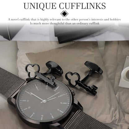 HAWSON Various Unique Cuff Links Mens, Animal/Tactical/Music/Holiday/Cufflinks, Themed Wedding Dinner Party Gift Suit Accessories - style: Clover Key