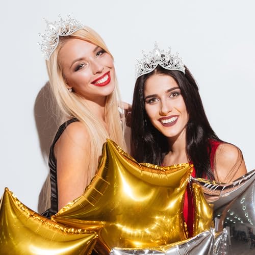 TAROSE Crowns for Women, Queen Crystal Gold Silver Tiaras Goddess Crown | with White Rhinestone and Combs, Wedding Bride Birthday Princess Bridal Shower Hair Accessories for Women - color: 3 A. Silver + White