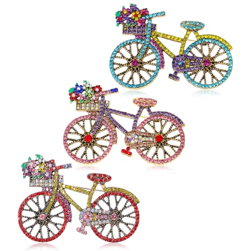 Ymapinc Bicycle Rhinestone Brooch for Women, Colorful Crystal Pin, Fashion Decorative Safety Brooch for Crafts Wedding - color: Multicolor