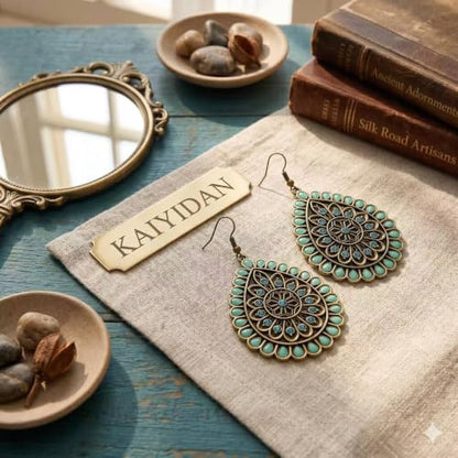 Boho Turquoise Dangle Earrings For Women Trendy,Western Blue Gemstone Drop Earings,Vintage Gothic Ethnic Statement Beach Vacation Long Birthstone Earrings with Leaf Teardrop Turquoise Crystal Tassels,Fashion Jewelry Birthday Gift. - style: A33 Vintage Bro