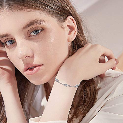 925 Sterling Silver Bohemia Hawaiian Beach Mermaid Floral Bracelet Birthday Graduation Gifts for Women with Gifts Box - style: 24-Star