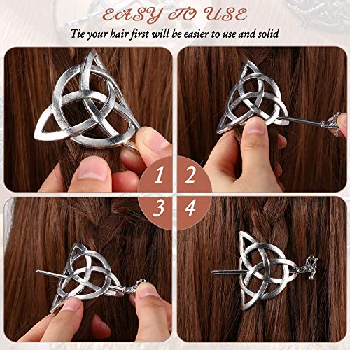 Syhood 6 Pieces Retro Silver Viking Celtic Alloy Hair Clips - Hair Accessories for Women Girls - style: Retro